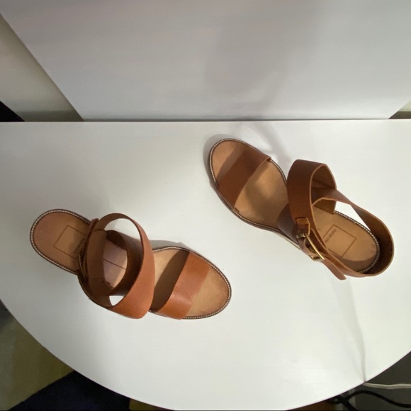 DOLCE VITA wedges tan leather and wooden heels - Picture 2 of 4